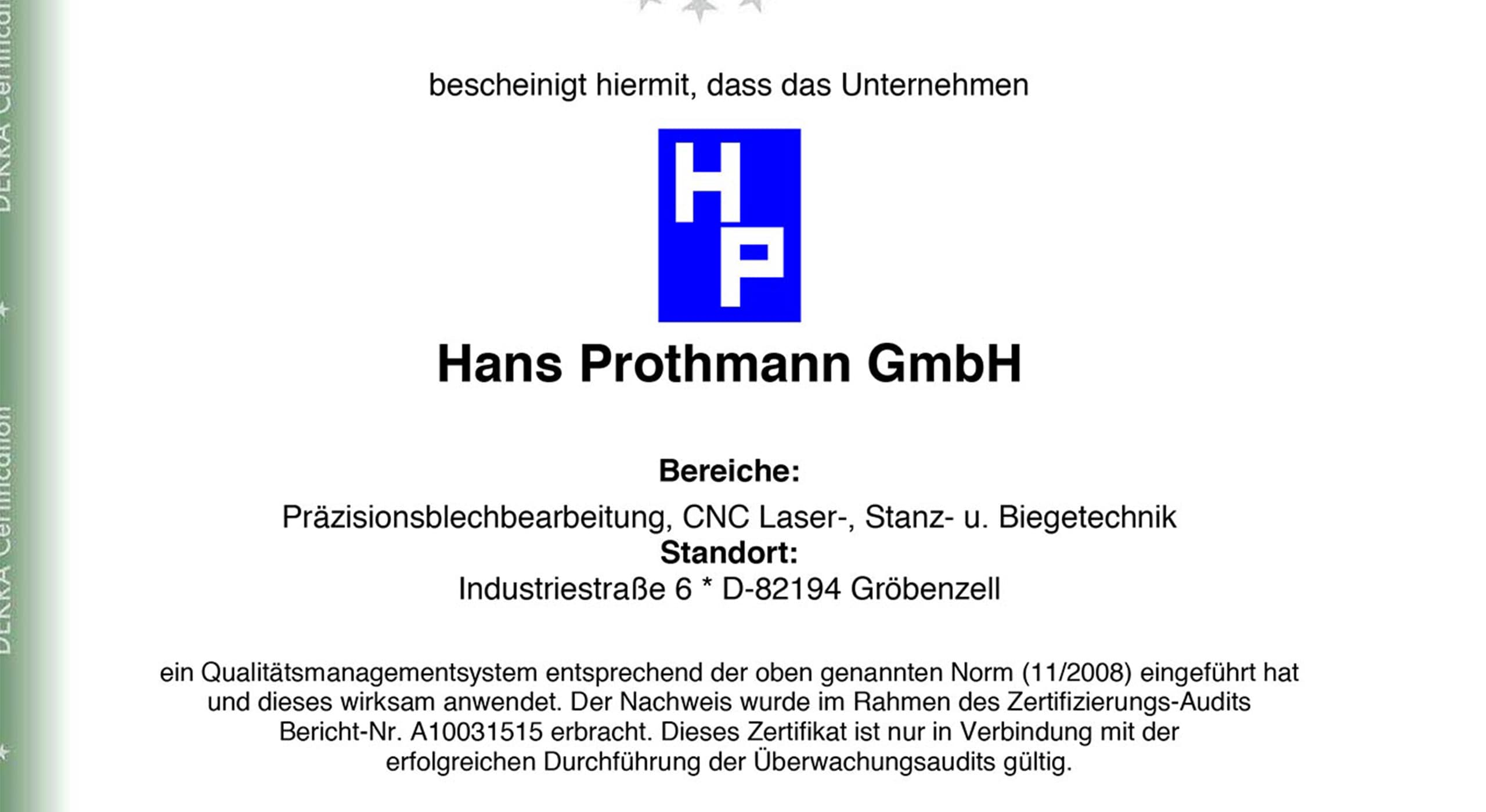 Unser ISO 9001 Zertifikat